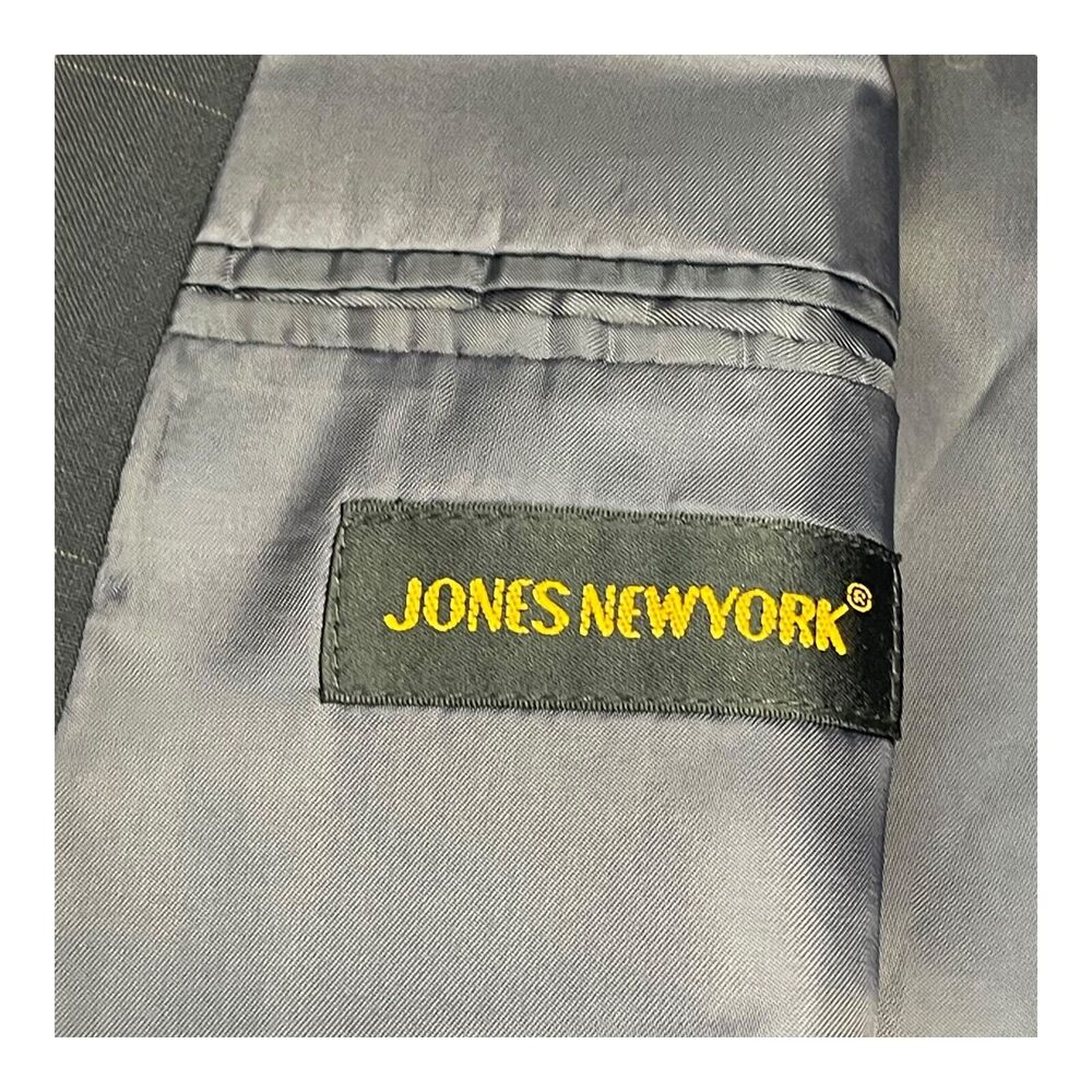 Jones New York Blazer Jacket Men 46L Blue Check 100%% Wool Notch Double Breasted - Picture 8 of 10